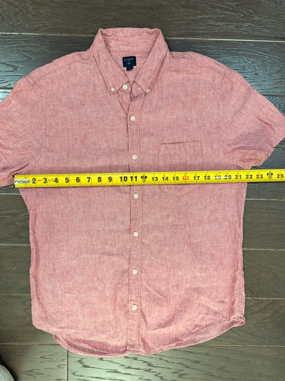 J Crew Men’s Short Sleeve Linen Button Down Shirt Red Size L
